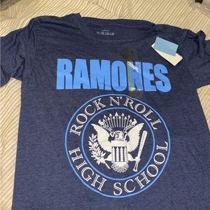 Women's Ramones Rock N Roll Highschool T-Shirt Blue S 100% Cotton Short Sleeve